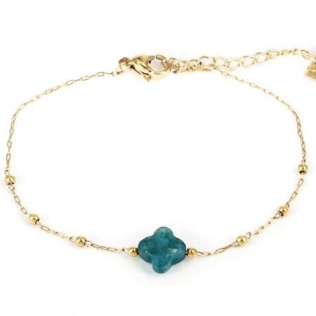 Bracelet ZAG en acier doré et apatite