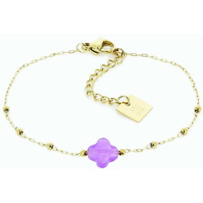 Bracelet Zag en acier doré et améthyste