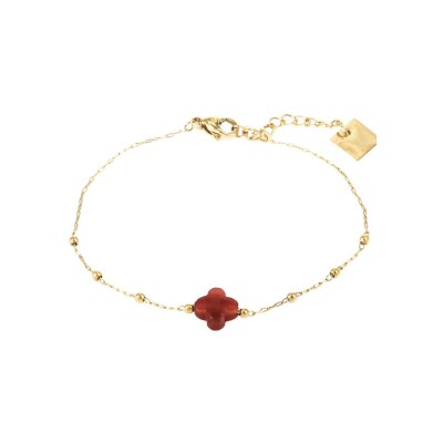 Bracelet Zag Velasquez en acier doré et cornaline