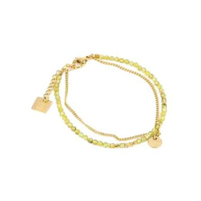 Bracelet Zag Apache en acier doré et péridot