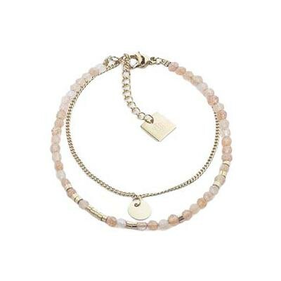 Bracelet Zag Apache en acier doré et pierre de soleil