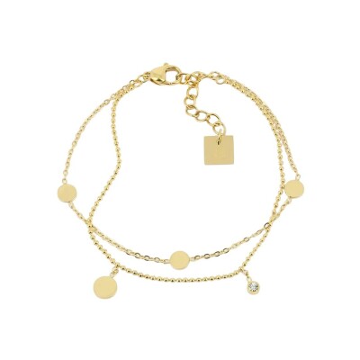 Bracelet Zag Mélinda en acier doré et oxyde de zirconium