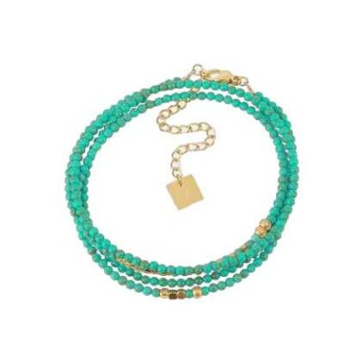 Bracelet Zag Favela en acier doré et turquoise, Turquoise