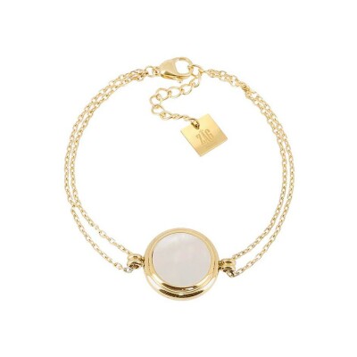 Bracelet Zag Mathéa en acier doré et nacre