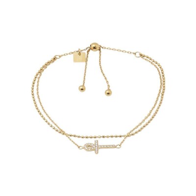 Bracelet Zag Hostena en acier doré et oxyde de zirconium