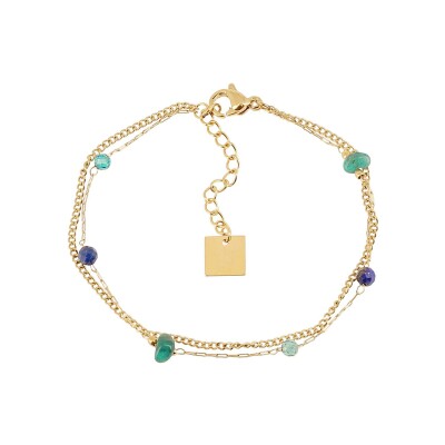 Bracelet Zag Hebe en acier doré, Bleu