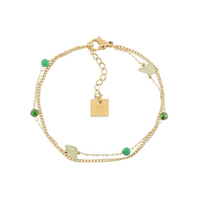 Bracelet Zag Hebe en acier doré, Vert