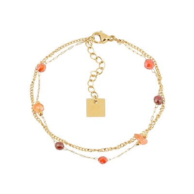 Bracelet Zag Hebe en acier doré, Rouge