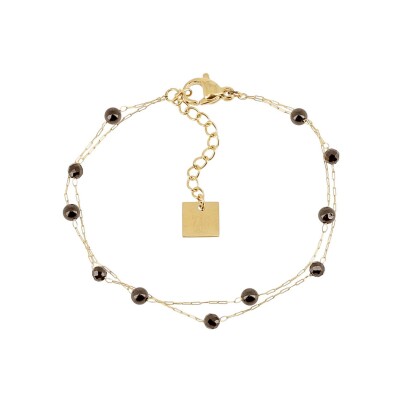 Bracelet Zag Hinaku en acier doré et onyx noir