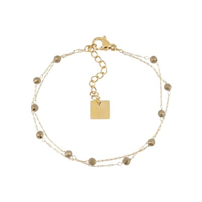Bracelet Zag Hinaku en acier doré et pyrite