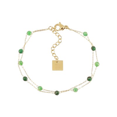 Bracelet Zag Hinaku en acier doré et malachite