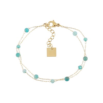 Bracelet Zag Hinaku en acier doré et apatite