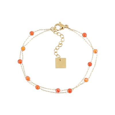 Bracelet Zag Hinaku en acier doré et cornaline