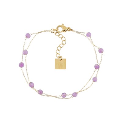 Bracelet Zag Hinaku en acier doré et améthyste
