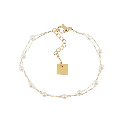 Bracelet Zag Hinaku en acier doré et nacre
