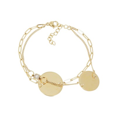 Bracelet Zag Alar en acier doré et oxyde de zirconium