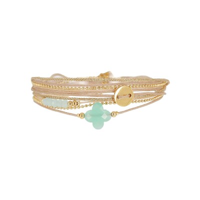 Bracelet Zag Velaz en acier doré, Vert clair