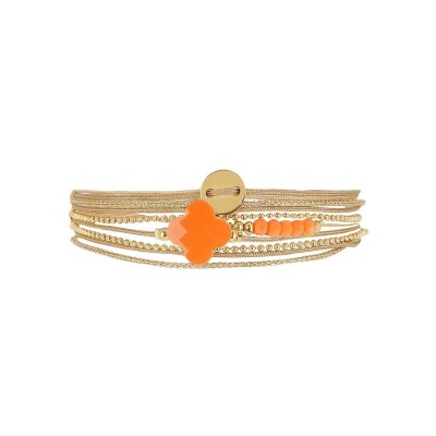 Bracelet Zag Velaz en acier doré, Corail