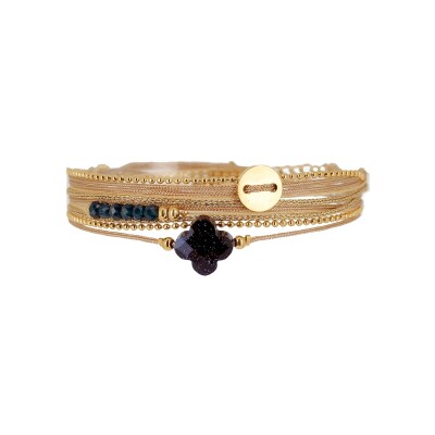 Bracelet Zag Velaz en acier doré, Bleu