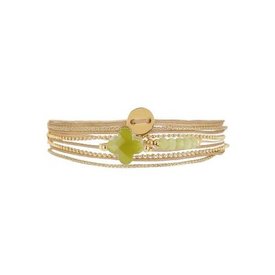Bracelet Zag Velaz en acier doré, Vert