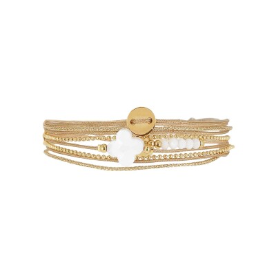 Bracelet Zag Velaz en acier doré, Blanc