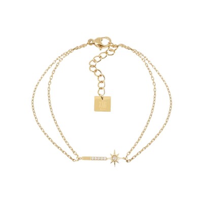 Bracelet Zag Dispara en acier doré et oxyde de zirconium