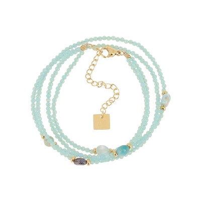 Bracelet Zag Jinko en acier doré, Bleu