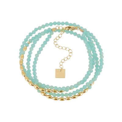 Bracelet Zag Ayano en acier doré, Bleu