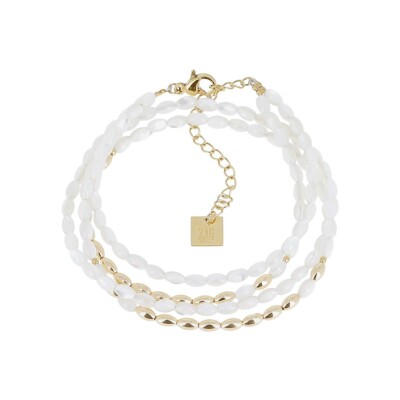 Bracelet Zag Ayano en acier doré, Blanc
