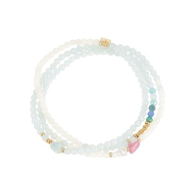 Bracelet Zag Tikita en acier doré et perles