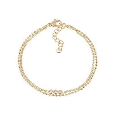 Bracelet Zag Vincenza en acier doré et oxyde de zirconium