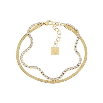Bracelet Zag Akane  en acier doré et oxyde de zirconium