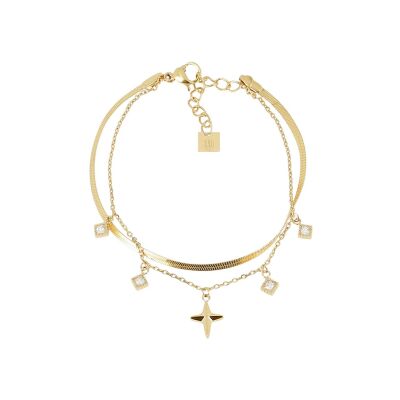 Bracelet Zag Colbu  en acier doré et oxyde de zirconium