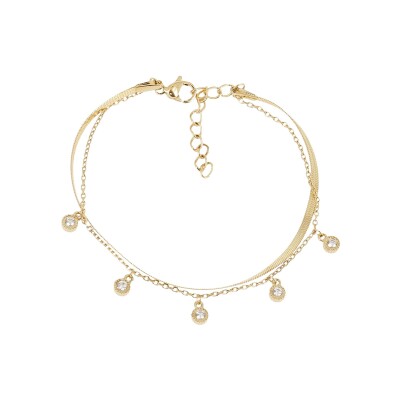 Bracelet Zag Lazzaro en acier doré et oxyde de zirconium