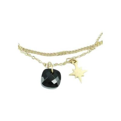 Bracelet Zag Manuréva en acier doré et onyx noir