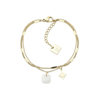 Bracelet Zag Manuréva en acier doré et pierre naturelle
