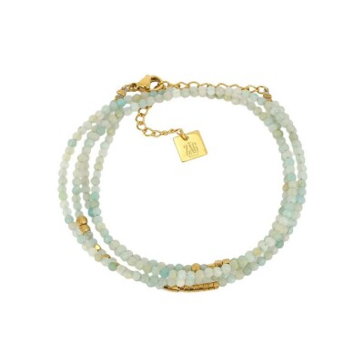 Bracelet Zag Favela en acier doré et amazonite