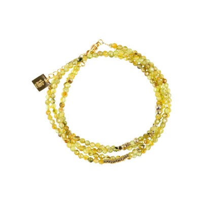 Bracelet Zag Favela en acier doré et péridot