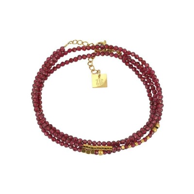 Bracelet Zag Favela en acier doré et cornaline