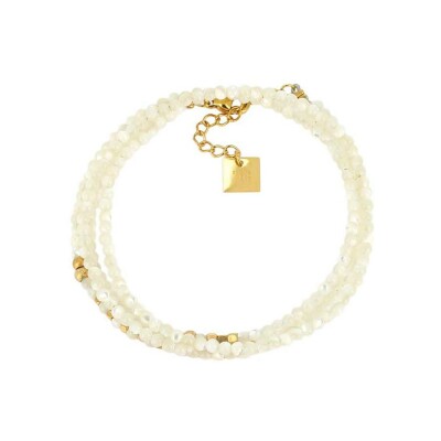 Bracelet Zag Favela en acier doré et nacre