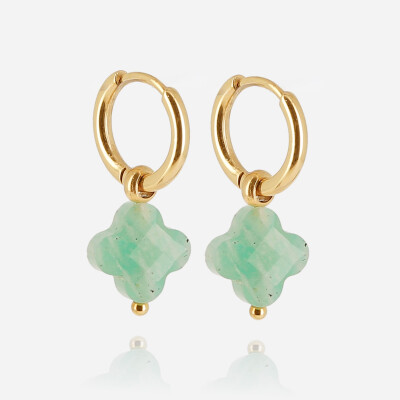 Boucles d'oreilles ZAG en acier doré et amazonite