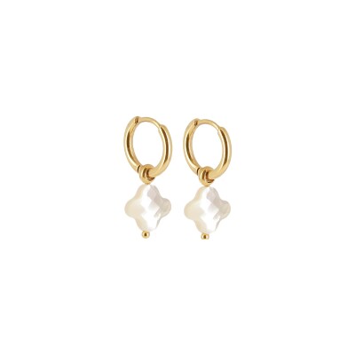 Créoles Zag en acier doré et nacre