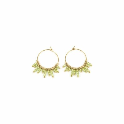 Boucles d'oreilles créoles Zag en acier doré et olivine