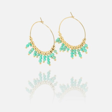 Boucles d'oreilles ZAG en acier doré et turquoise