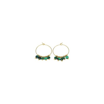 Créoles Zag en acier doré et malachite