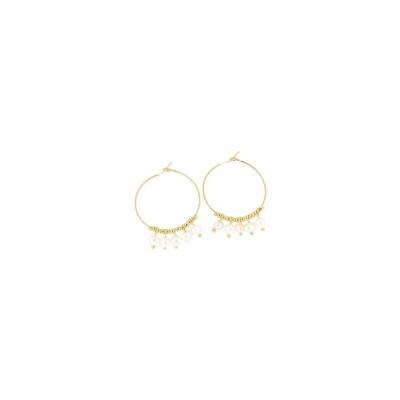 Créoles Zag en acier doré et nacre