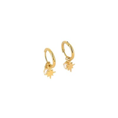 Mini boucles d’oreilles Zag en acier doré et nacre