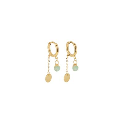 Mini boucles d’oreilles Zag en acier doré et amazonite