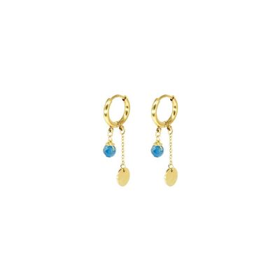Mini boucles d’oreilles Zag en acier doré et apatite