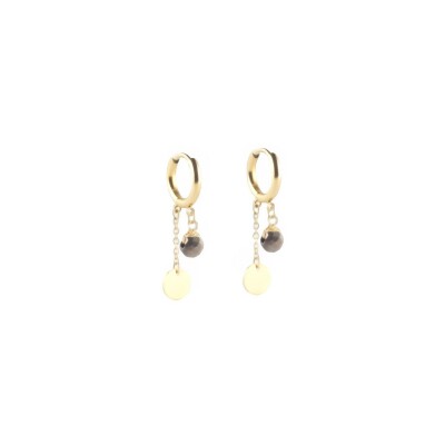 Mini boucles d’oreilles Zag en acier doré et pyrite